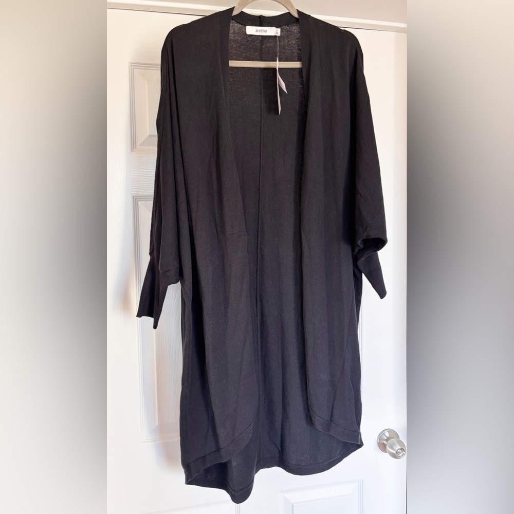 NWT JustFab Black Open Front Cardigan